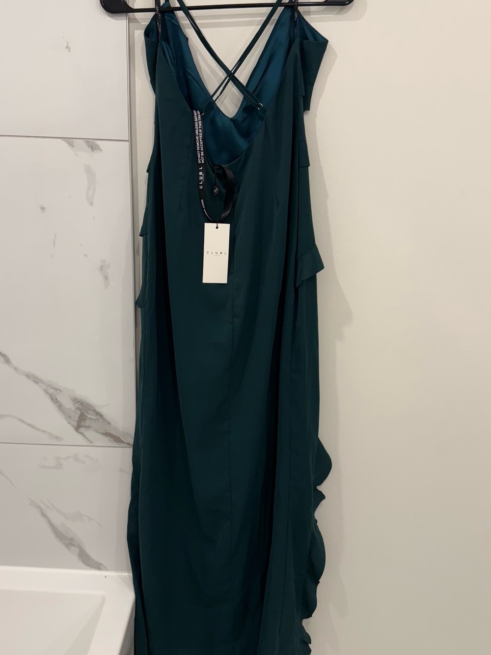 Club L London Deep Green Ruffle V-Neck Maxi Dress - Picture 3 of 5